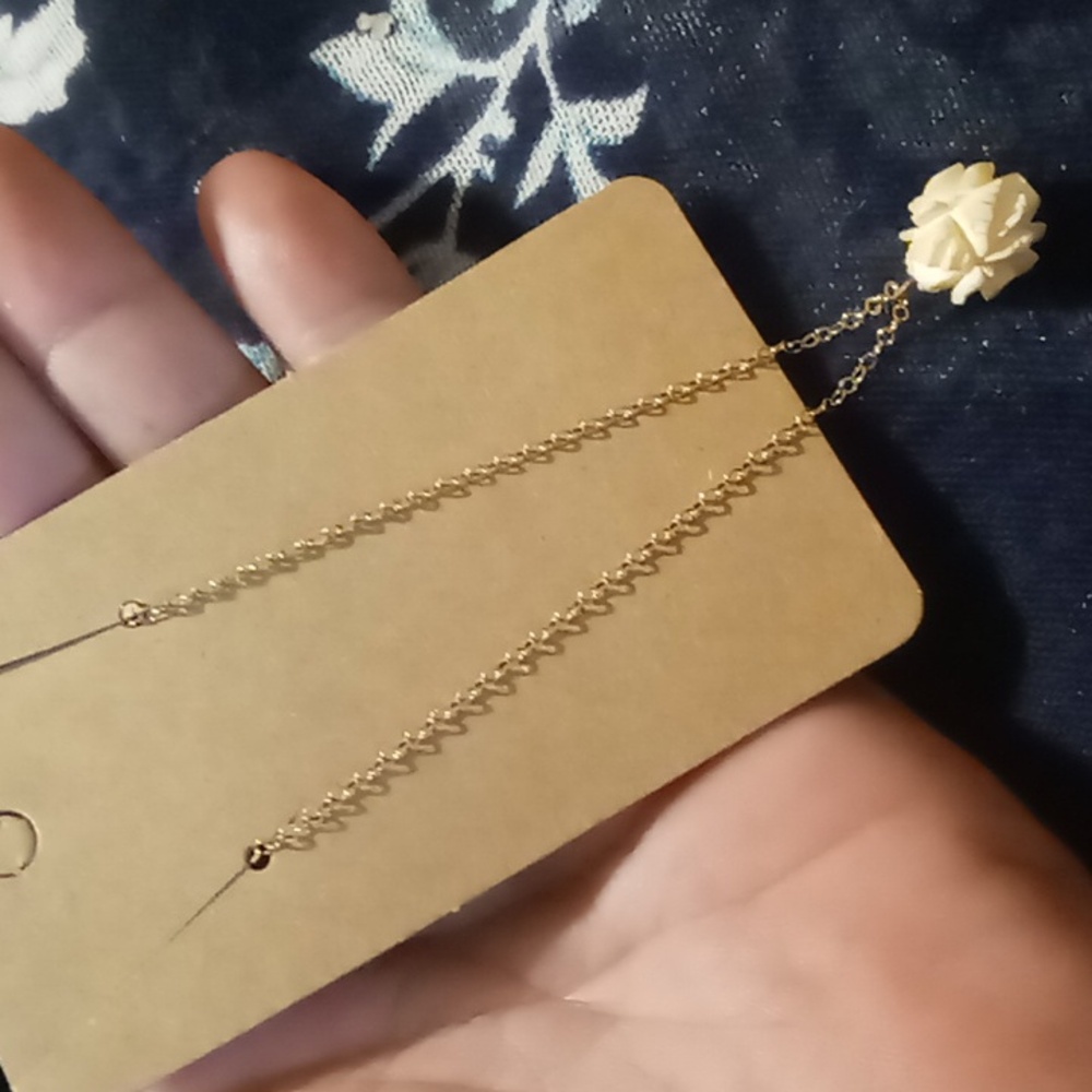 Vintage Gold 1/20 Gf 12k Necklace with Cream Rose Pendant. 20 In Long - Picture 6 of 9